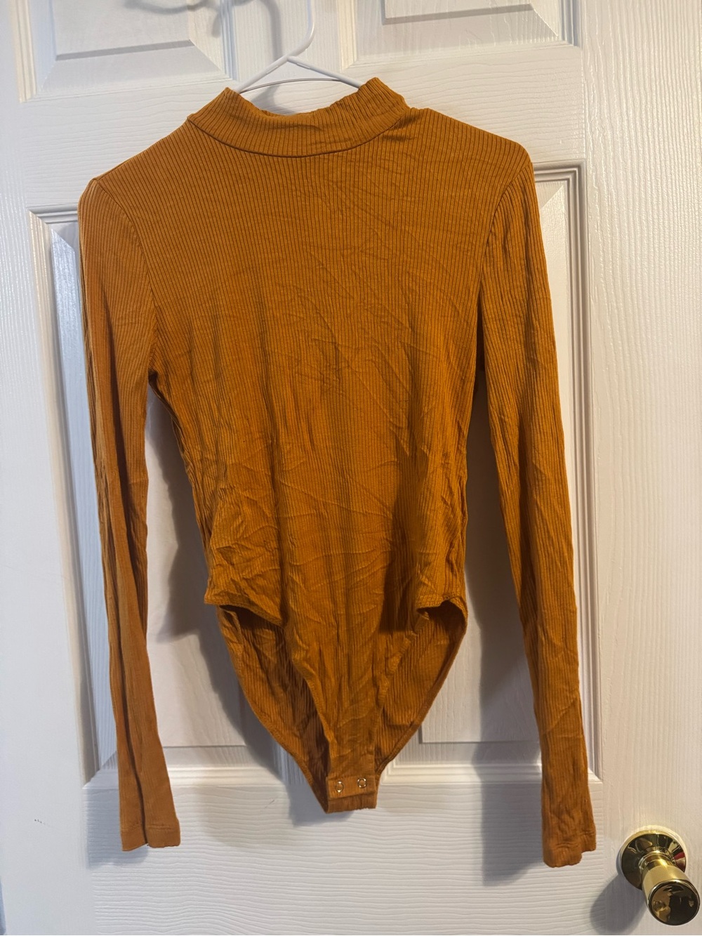 Long-Sleeve Ribbed One-Piece in Mustard